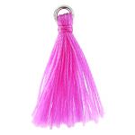(D) Pink Cloth Tassel Charm w/ Closed Sterling Silver Jump Ring
