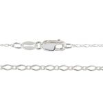 Sterling Silver Finished E-coat Diamond Cut Small/Large Curb Chain w/ Lobster Claw - 16"