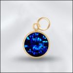 Sterling Silver 6mm Mini Charm - CZ September Sapphire (Gold Plated)