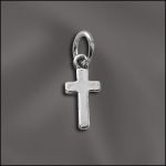 (D) Pewter Charm - Skinny Cross (Silver Plated)