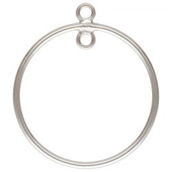 Sterling Silver Round Drop Chandelier with 2 Closed Rings - 20mm