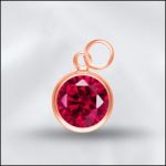 Sterling Silver 6mm Mini Charm - CZ January Garnet (Rose Gold Plated)