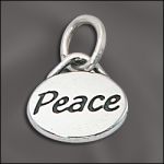 STERLING SILVER DOMED MESSAGE CHARM - "PEACE"