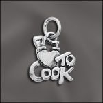 Sterling Silver Charm - "I Love To Cook"