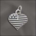 Sterling Silver Charm - Heart With Flag Insert
