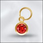 Sterling Silver - 4mm Mini Charm - CZ July Ruby (Gold Plated)