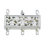 STERLING SILVER RECTANGLE FILIGREE CLASP W/3 RINGS