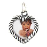 Sterling Silver Double Sided Heart Picture Frame Charm