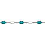 Sterling Silver Aquamarine Enamel Paperclip Chain