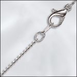 BASE METAL PLATED FINISHED 1.2MM BALL CHAIN - 16" (SILVER PLATED) W/LC