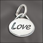 STERLING SILVER DOMED MESSAGE CHARM - "LOVE"
