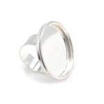 Base Metal Silver plated Adjustable Ring Shank with 25mm Round Bezel Setting