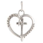 Sterling Silver Charm - Heart w/ Cross
