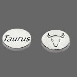 Sterling Silver 11mm Message Bead W/1.8mm Hole -Double Sided -Taurus