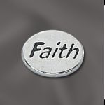 STERLING SILVER 11MM MESSAGE BEAD W/1.8MM HOLE -  FAITH