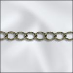 Base Metal Antique Brass Plated Textured Curb Chain