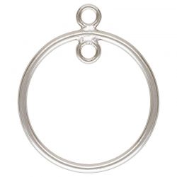 Sterling Silver Round Drop Chandelier with 2 Closed Rings - 15mm