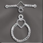 Sterling Silver 14mm Round Toggle Clasp w/ Heart