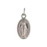 Sterling Silver Religious Medal Miraculous - 13x8mm