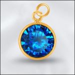 Sterling Silver - 8mm Mini Charm - CZ September Sapphire (Gold Plated)