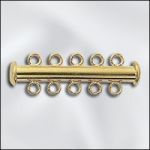 BASE METAL PLATED TUBE CLASP W/5 RINGS (GOLD PLATED)