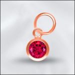 Sterling Silver - 4mm Mini Charm - CZ January Garnet (Rose Gold Plated)