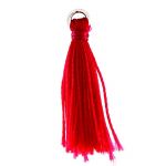 (D) Red Cloth Tassel Charm w/ Closed Sterling Silver Jump Ring