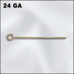 (D) BASE METAL PLATED 1" EYE PIN .020"/.5MM/24GA 2MM OD (GOLD PLATED)