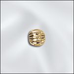 (D) BASE METAL PLATED 4MM STRAIGHT CORRUGATED ROUND BEAD W/1.5MM HOLE (GOLD PLATED)