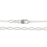 Sterling Silver Finished E-Coat Neck Chain - Patterned Long & Short Cable w/ Lobster Claw - 16"