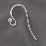 Sterling Silver - Ear Wire .028"/.7mm/21 GA Round Wire Loop w/2mm Ball