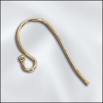 Base Metal Plated Ear Wire .025"/.64mm/22 GA Round Wire Loop w/1mm Ball (Gold Plated)