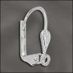 BASE METAL PLATED LEVER BACK W/SHELL & OPEN RING  (SILVER PLATED)