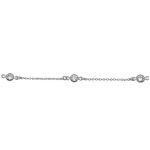 Sterling Silver Cable Chain Segment Link w/ Crystal CZ Drop - 3.5"