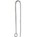 Sterling Silver Box Chain Ear Threader with Post - 3.5mm Open Ring - 3"