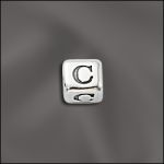 STERLING SILVER 4.5MM ROUNDED EDGE ALPHA CUBE C W/3MM HOLE
