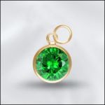Sterling Silver 6mm Mini Charm - CZ May Emerald (Gold Plated)