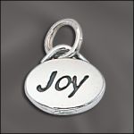 STERLING SILVER DOMED MESSAGE CHARM - "JOY"