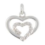 Sterling Silver Double Heart Charm with Crystals