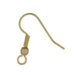 Brass Ear Wire with 3mm Ball & Coil -  .025"/.64mm/22 Gauge Wire