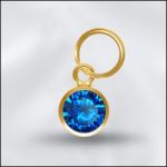 Sterling Silver - 4mm Mini Charm - CZ September Sapphire (Gold Plated)