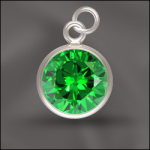 Sterling Silver - 8mm Mini Charm - CZ May Emerald