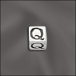 STERLING SILVER 4.5MM STRAIGHT EDGE ALPHA CUBE Q W/3MM HOLE