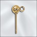 BASE METAL PLATED 4MM BALL POST W/CLOSED RING (GOLD PLATED)