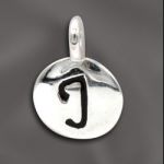 Sterling Silver Charm - 8MM Engraved Disc J