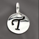 Sterling Silver Charm - 8MM Engraved Disc T