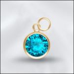 Sterling Silver 6mm Mini Charm - CZ December Topaz(Gold Plated)