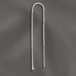 Sterling Silver Ear Threader (Box Chain) with Post - 2mm Hollow Ball - 4"