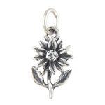 Sterling Silver Sunflower Charm - 17.5x10mm