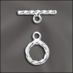 Sterling Silver 9mm Round Twisted Toggle Clasp